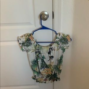 floral white & green off the shoulder tee!